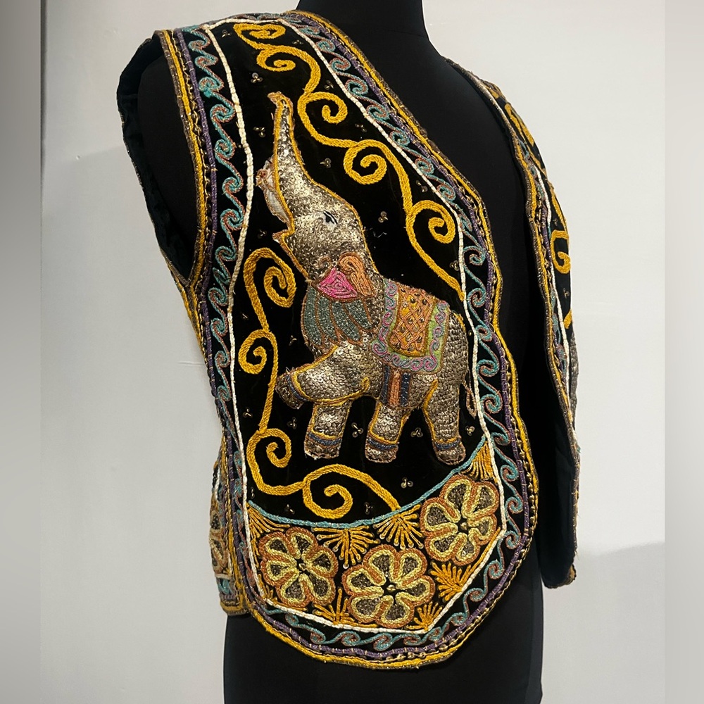 Vintage Elephant Gold Sequin Vest